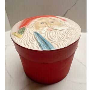 Rare Vintage Embossed Department 56 Santa Face Christmas Decorative Box